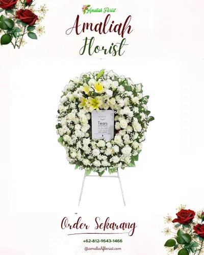 Krans Bunga Duka Cita di Kebun Roos
